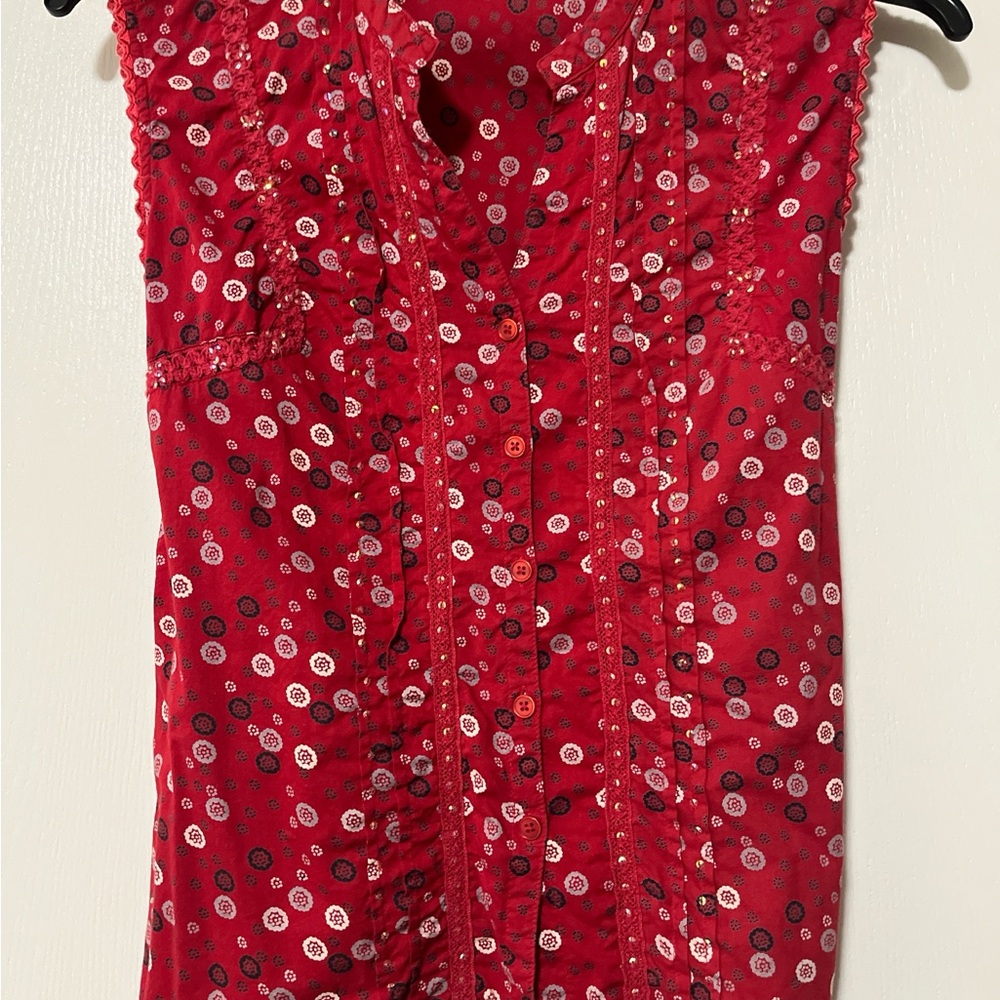 Cato Red Floral Pattern Blouse